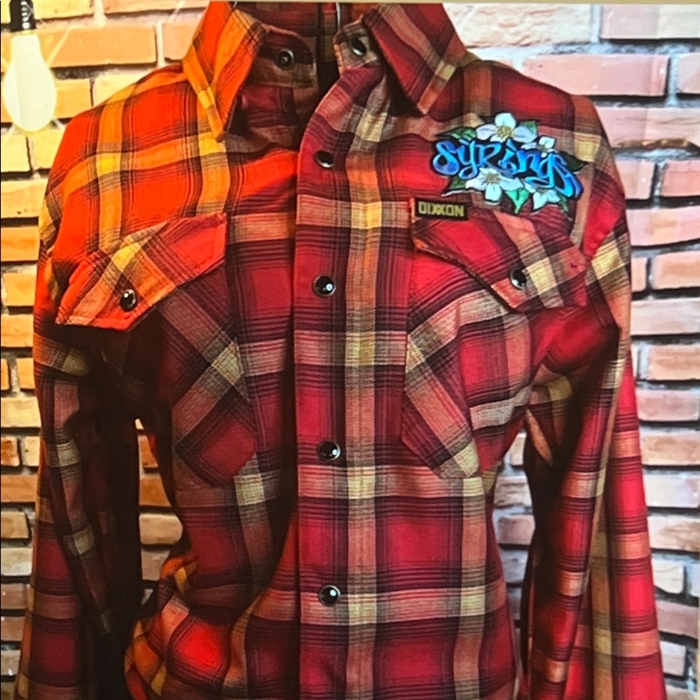 👕 DIXXON — Button-Down Shirt — Red Plaid !!FIRE!! — Sz XS Men’s / A